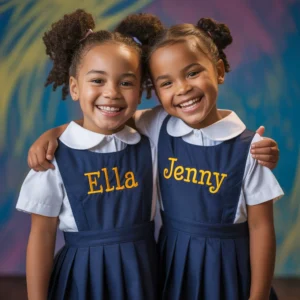 School Uniforms Branded with custom embroidery, logos, and colors tailored for primary, secondary, and international schools in Uganda.