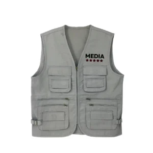 Media Jackets customized with logos, ideal for journalists, event staff, photographers, and field teams for easy identification in Uganda.