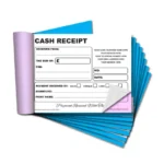 A5 Receipt Book in B&W, perfect for tracking transactions, invoices, or payments. Durable, carbonless pages with clear black and white printing.