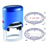 Oval Stamps customized with logos, names, and addresses; perfect for official marking, branding, or authentication on documents in offices and institutions.