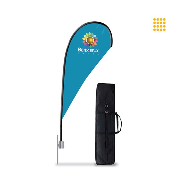 Teardrop banners in Uganda printed in vibrant colors—perfect for outdoor events, trade shows, and storefronts. Includes stand, carry bag, and weather-resistant fabric.