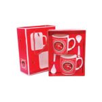 Love Couple Gift Mug Set with two matching mugs and spoons in a red gift box—perfect for romantic gifts, weddings, anniversaries, and Valentine’s Day in Uganda.