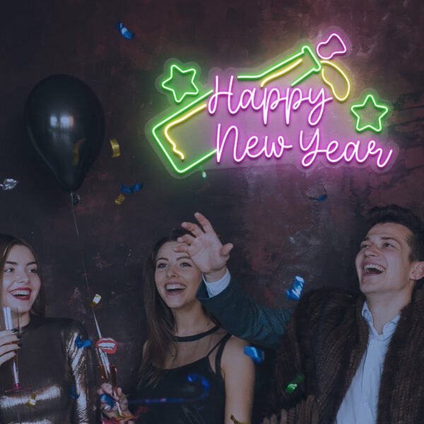 Happy New Year Bottle Neon Sign