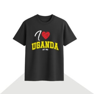 I Love Uganda T-Shirts customized with patriotic print, Uganda themed artwork and national identity graphics perfect for tourists and locals.