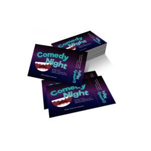 Comedy Night Tickets printed with event theme artwork, performer lineup, QR entry access and custom branding for comedy shows in Uganda.
