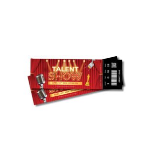 Talent Show Tickets designed and printed with event branding, show details, unique numbering and secure access control for entertainment events in Uganda.