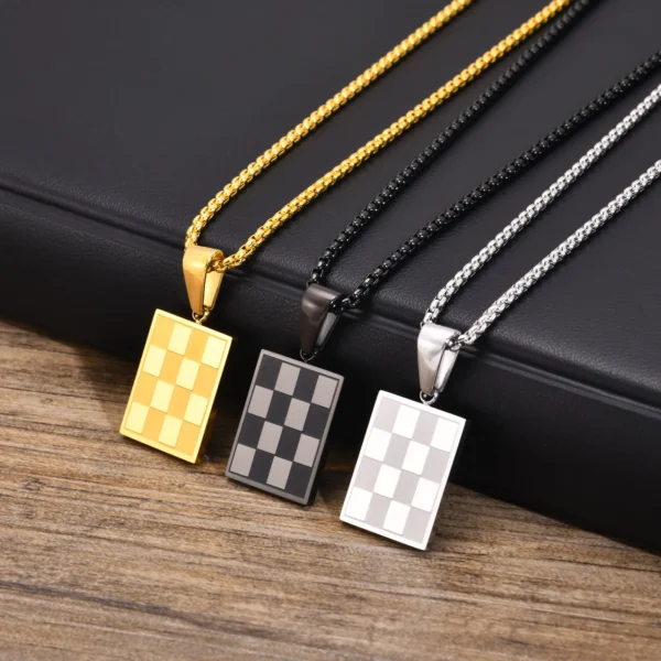 Square Checkered Necklace,