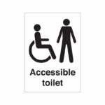 Keep your workplace safe and compliant with our high-quality safety sign boards and vinyl stickers. The “Accessible Male Toilet Sign” comes in two formats: durable adhesive vinyl for easy application or a hard PVC 3mm sign for long-term use. Choose the size and material that best suits your needs from our dropdown menu. At Safety Sign Printing, we offer cost-effective options for ordering “Accessible Male Toilet Sign” in larger quantities. Please note that this sign does not come with any fixings. Ensure accessibility and compliance with this essential sign for your male restroom.