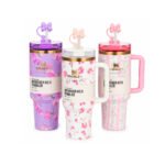 Floral Insulated Tumbler with Handle & Straw