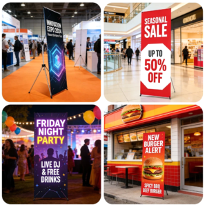Premium Adjustable X-Frame Banner Stand 23"x64" to 30"x72" with Carry Bag - Image 7