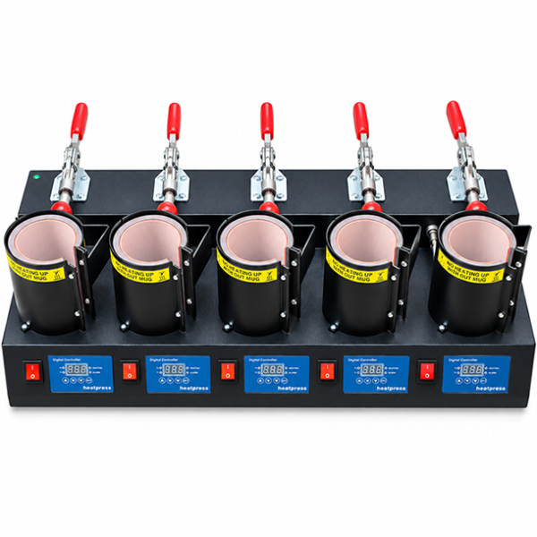 5-Station Mug Heat Press Machine – Multi Mug Sublimation Heat Press with Digital Time & Temperature Control